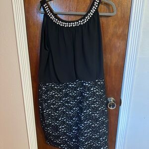 Sweet Storm Black Dress with Pearl Accents